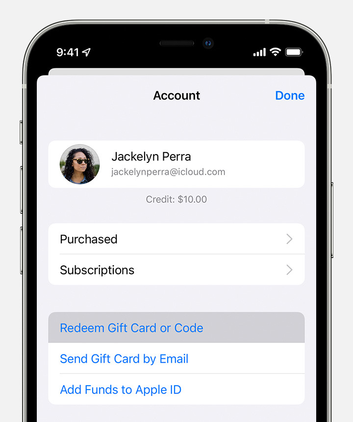Ios15 iphone 12 pro app store account redeem gift card